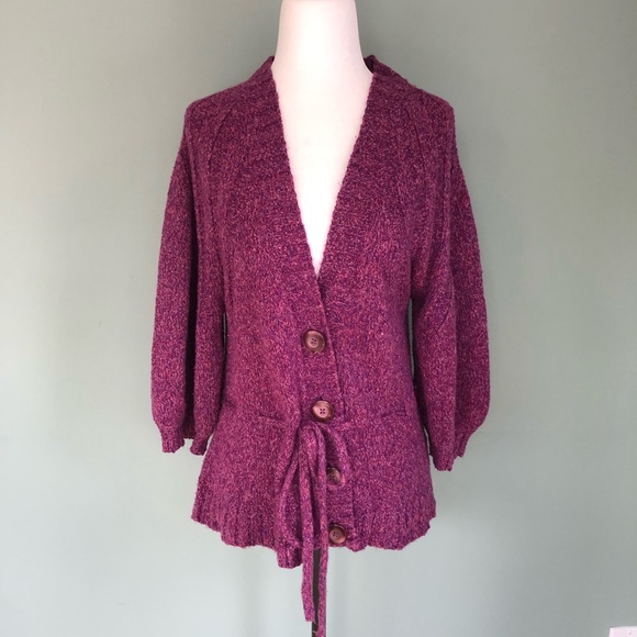 J. Jill Sweaters - J.JILL BUTTON 3/4 SLEEVE TIE WAIST BUTTON SWEATER CARDIGAN